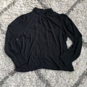 NEW J. Crew Black High Neck Blouse. Size L